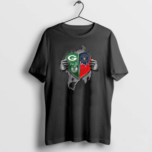Green Bay Packers Milwaukee Brewers Milwaukee Bucks Wisconsin Badgers Heartbeat Ripped Shirt