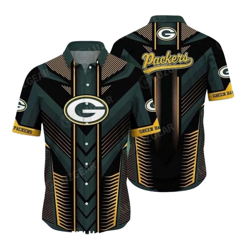 Green Bay Packers Modern Chevron Stripe Hawaiian Shirt 1