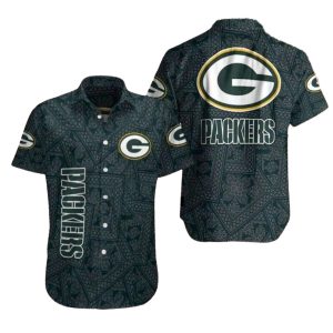 Green Bay Packers Monochrome Floral Hawaiian Shirt