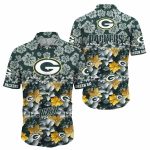 Green Bay Packers Monochrome Floral Hibiscus Hawaiian Shirt