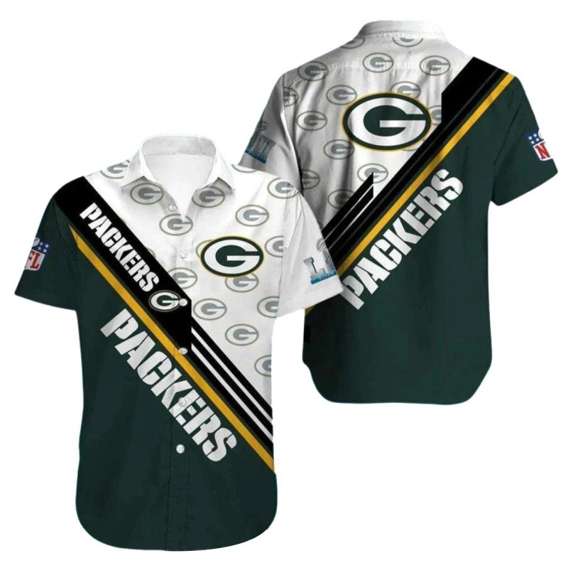 Green Bay Packers Multi Logos And Stripes Hawaiian Shirt 1