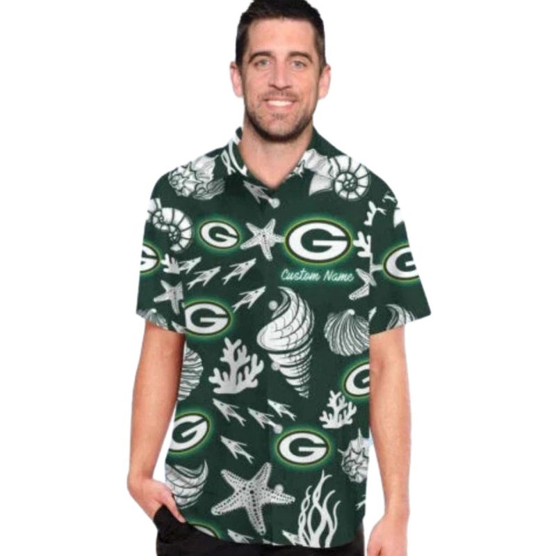 Green Bay Packers Ocean Theme Seashell Hawaiian Shirt 1