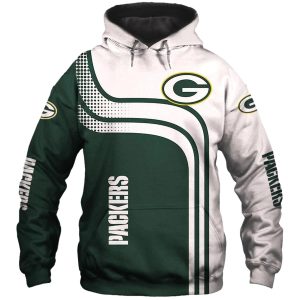 Green Bay Packers One Way White And Green AOP Hoodie