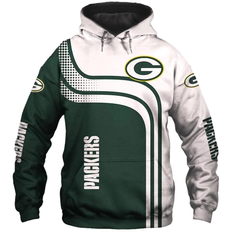 Green Bay Packers One Way White And Green Aop Hoodie 1
