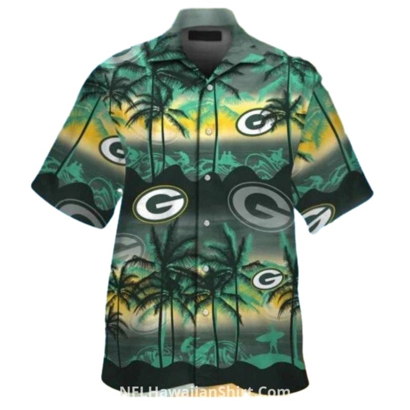 Green Bay Packers Palm Tree Sunset Coconut Hawaiian Shirt 1
