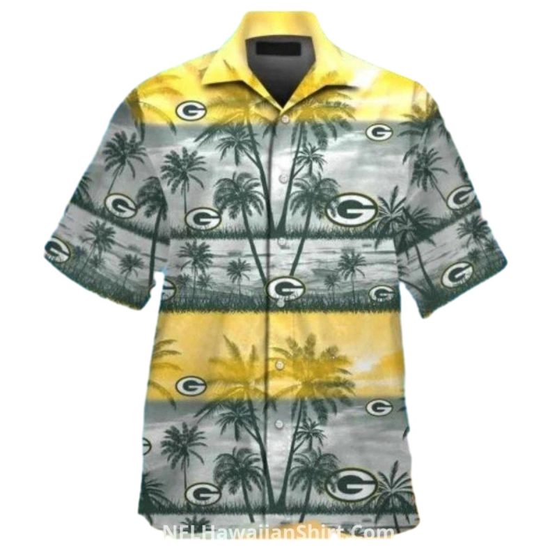 Green Bay Packers Palm Tree Yellow Gradient Hawaiian Shirt 1