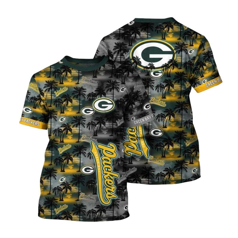 Green Bay Packers Palm Trees Graphic Aop T Shirt 1
