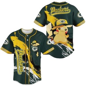 Green Bay Packers Pikachu Wears A Hat Baseball Jersey