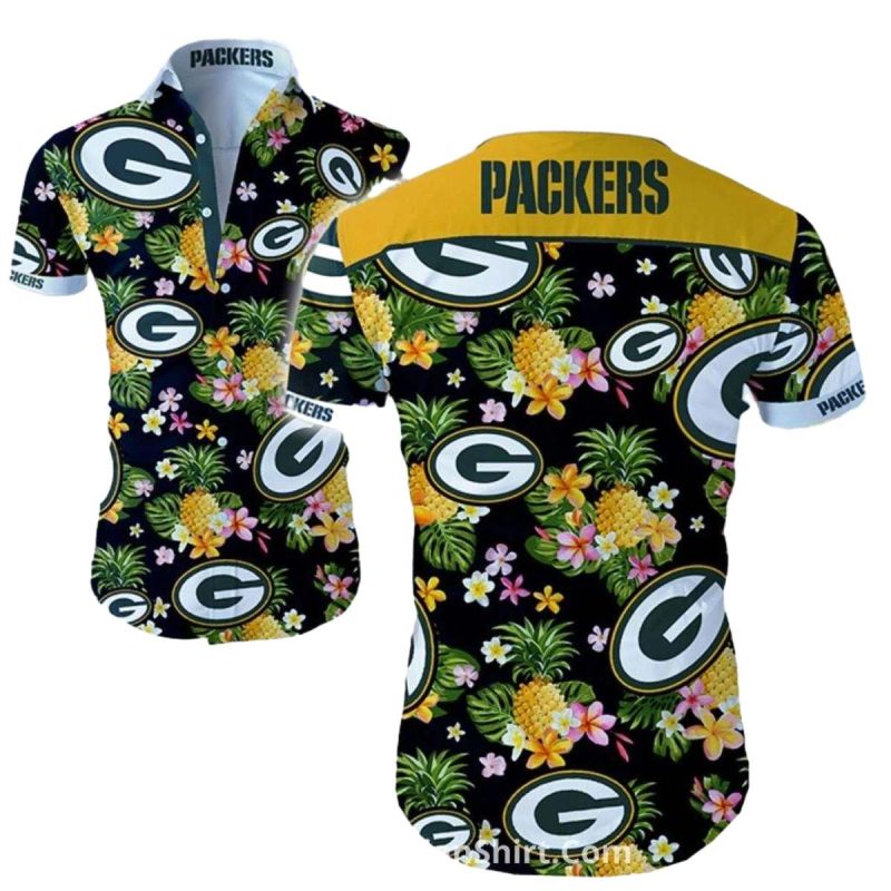 Green Bay Packers Pineapple Floral Tropical Hawaiian Shirt 1