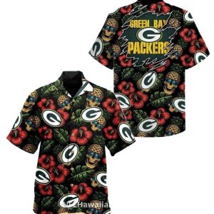 Green Bay Packers Pineapple Skull Hawaiian Shirt
