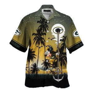 Green Bay Packers Pirate Mickey Mouse Funny Hawaiian Shirt