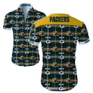Green Bay Packers Plaid And Helmet Hawaiian Shirt