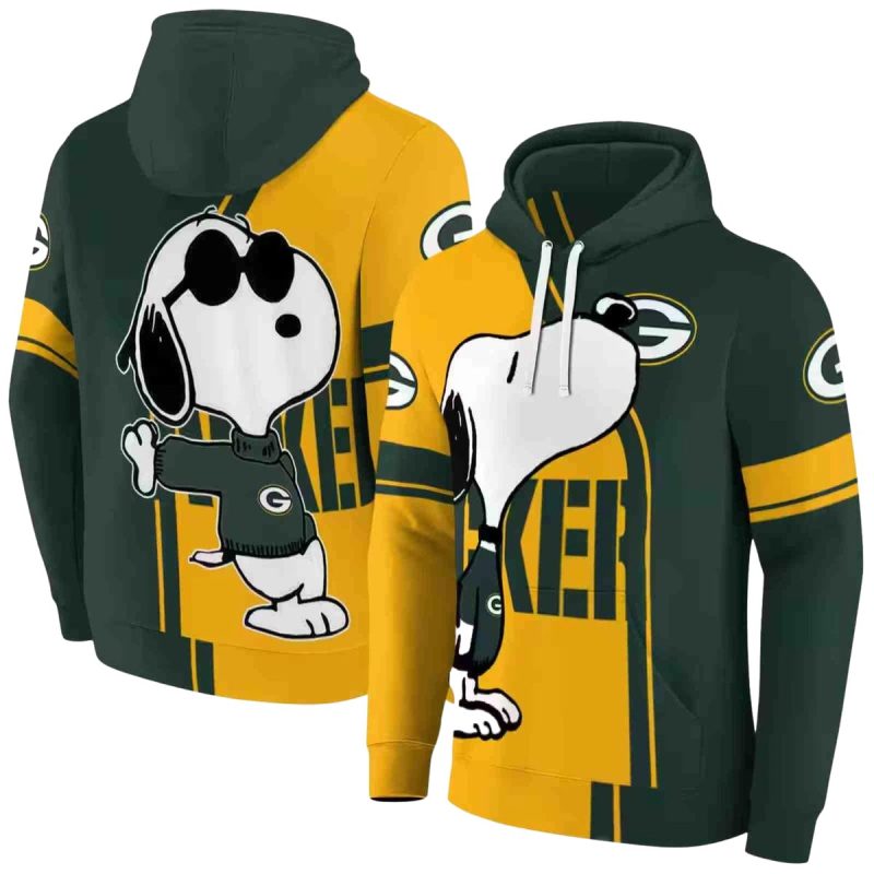 Green Bay Packers Playful Snoopy Green Aop Hoodie 1