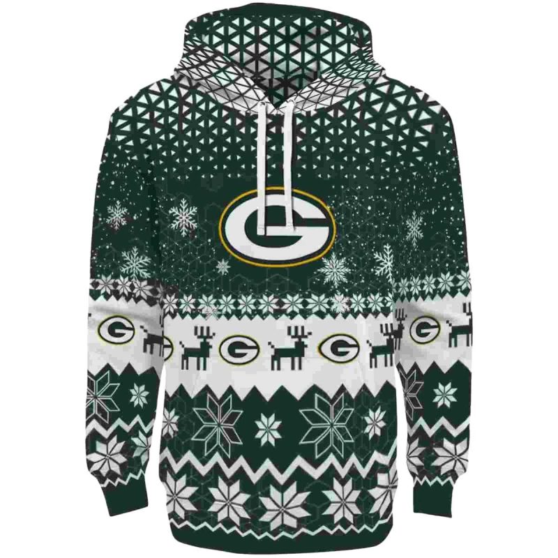 Green Bay Packers Reindeer Motif Green Aop Hoodie 1