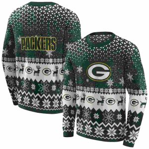 Green Bay Packers Reindeer Motif Green AOP Sweatshirt