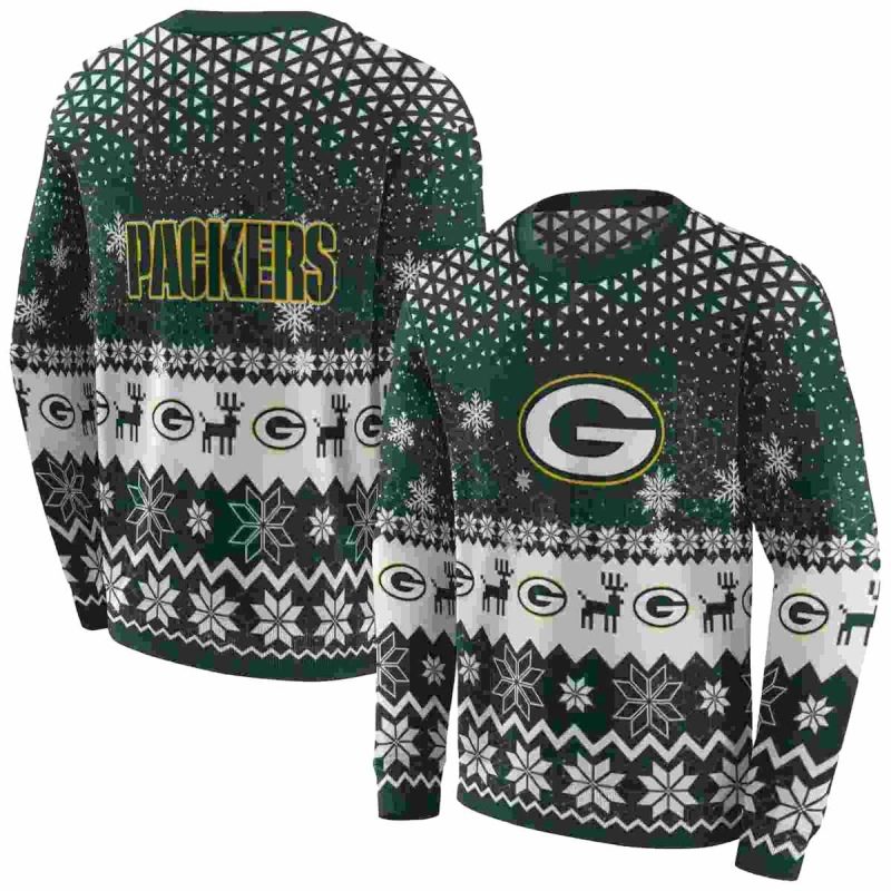 Green Bay Packers Reindeer Motif Green Aop Sweatshirt 1