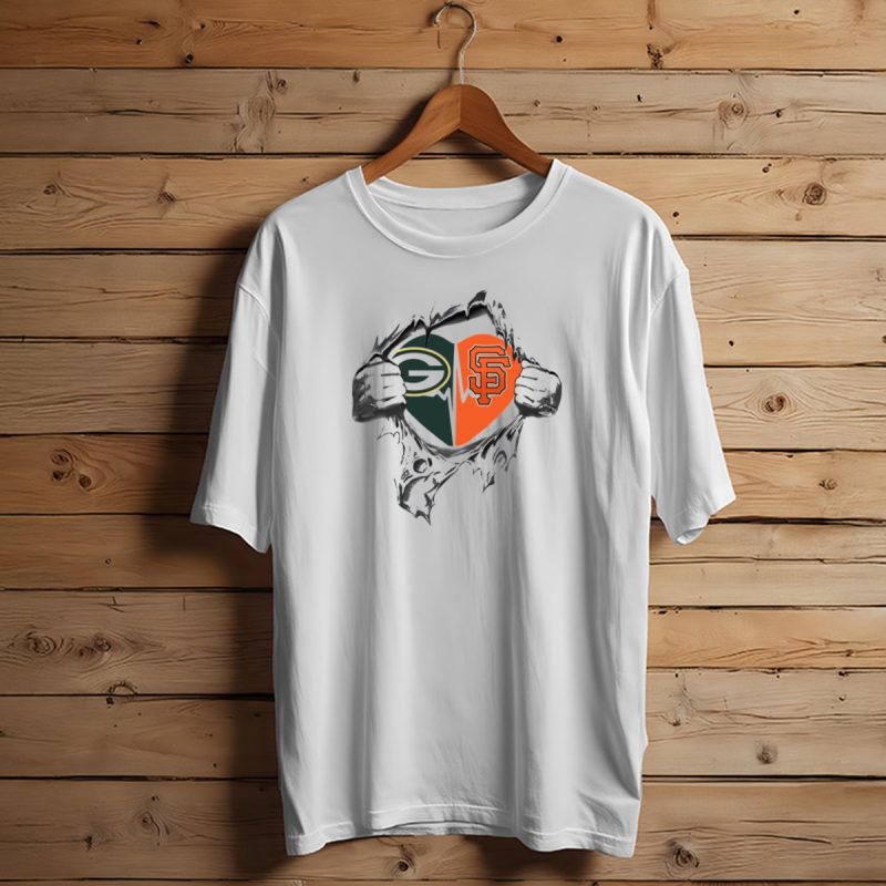 Green Bay Packers San Francisco Giants Heartbeat T Shirt T Shirt 1 1