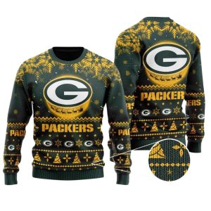 Green Bay Packers Santa Claus In The Moon Ugly Sweater