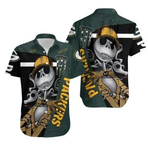 Green Bay Packers Skeleton Fan Dark Theme Hawaiian Shirt