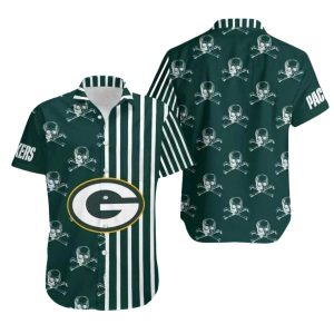 Green Bay Packers Skull And Stripes Design Hawaiian Shirt