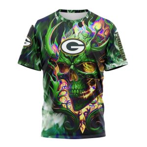 Green Bay Packers Skull Art Design AOP T Shirt