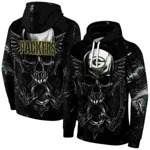 Green Bay Packers Skull Artwork Green Black AOP Hoodie
