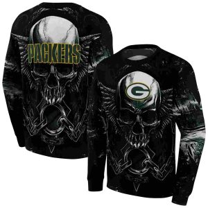 Green Bay Packers Skull Artwork Green Black AOP Sweatshirt