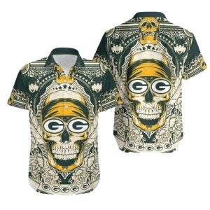 Green Bay Packers Skull Halloween Hawaiian Shirt