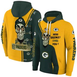 Green Bay Packers Skull Haters Silence I Kill You Green AOP Hoodie