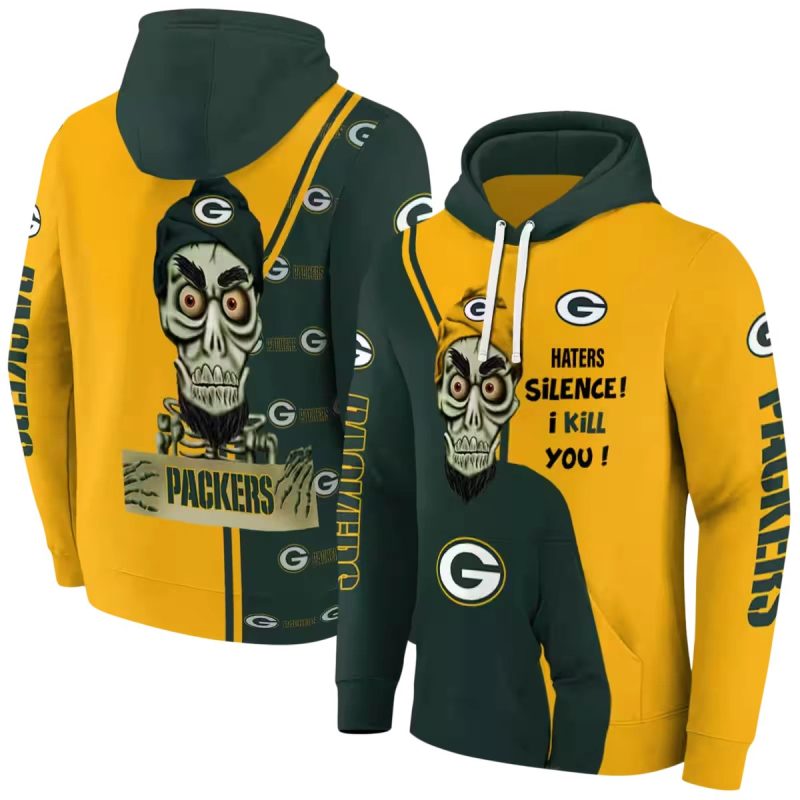 Green Bay Packers Skull Haters Silence I Kill You Green Aop Hoodie 1