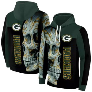 Green Bay Packers Skull Motif Green Black AOP Hoodie