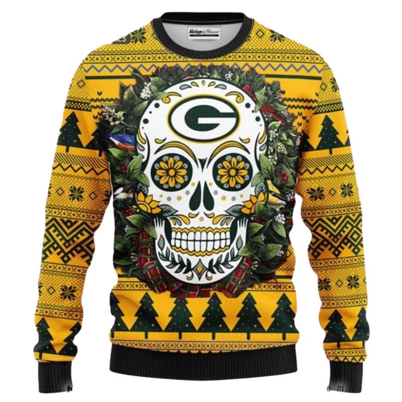 Green Bay Packers Skull Ugly Sweater 1