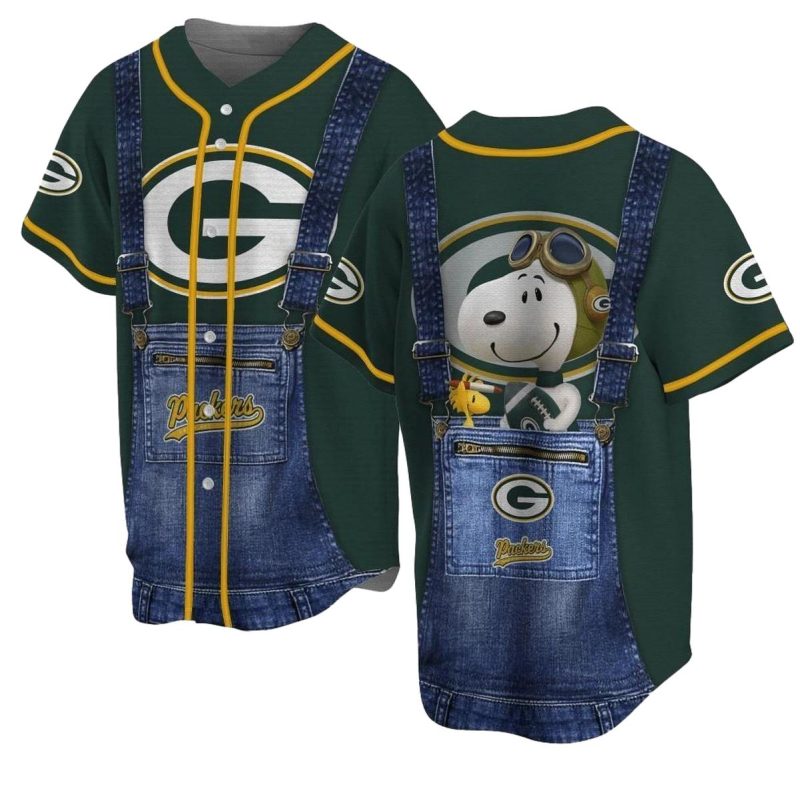 Green Bay Packers Snoopy Cosplay Baseball Jersey 1