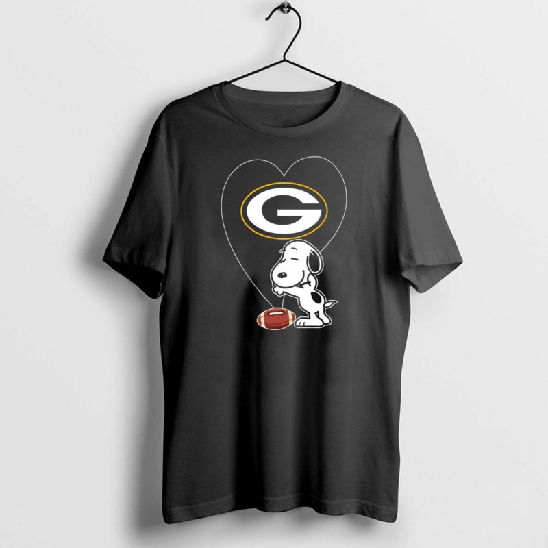 Green Bay Packers Snoopy Heart Football Hug T Shirt 1 1 T Shirt 1 1