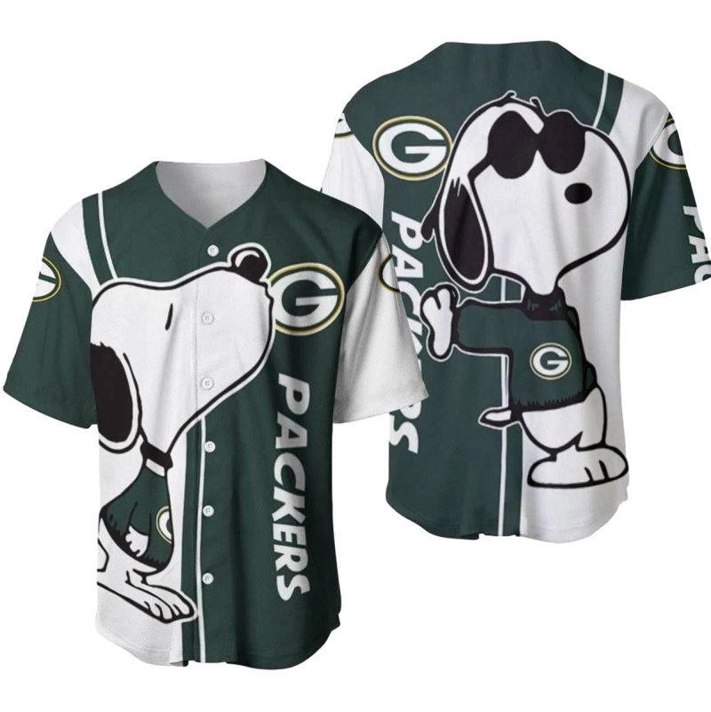 Green Bay Packers Snoopy Lover Baseball Jersey 1