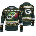Green Bay Packers Grinch's Hand Football Christmas Ugly Sweater