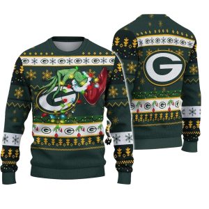 Green Bay Packers Special Grinch's Hand Football Christmas Ugly Sweater