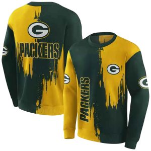 Green Bay Packers Splatter Effect Green AOP Sweatshirt