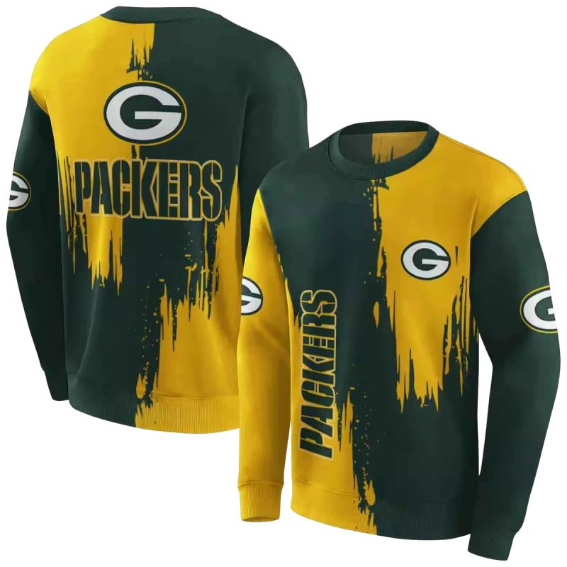 Green Bay Packers Splatter Effect Green Aop Sweatshirt 1