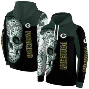 Green Bay Packers Sugar Skull Green Black AOP Hoodie