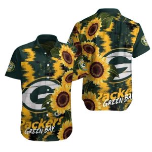 Green Bay Packers Sunflower Field Tropical Hawaiian Shirt