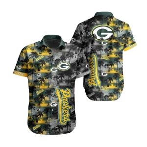 Green Bay Packers Sunset Palm Tree Design Hawaiian Shirt