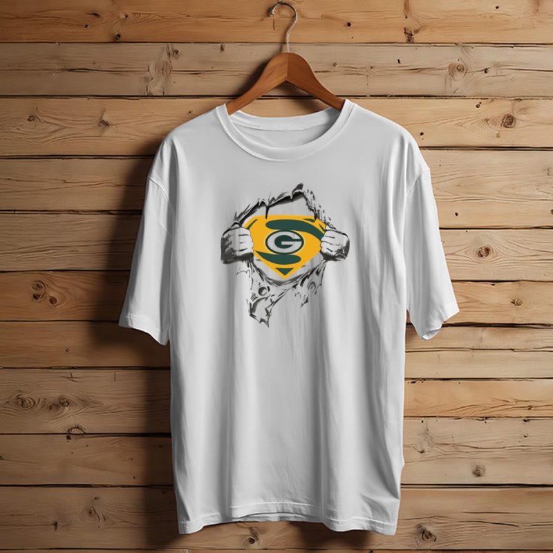 Green Bay Packers Superman Logo Tear Open T Shirt T Shirt 1 1