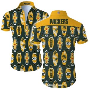 Green Bay Packers Surfboard Tropical Hawaiian Shirt