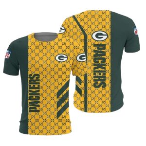 Green Bay Packers Team Green And Yellow Pattern AOP T Shirt