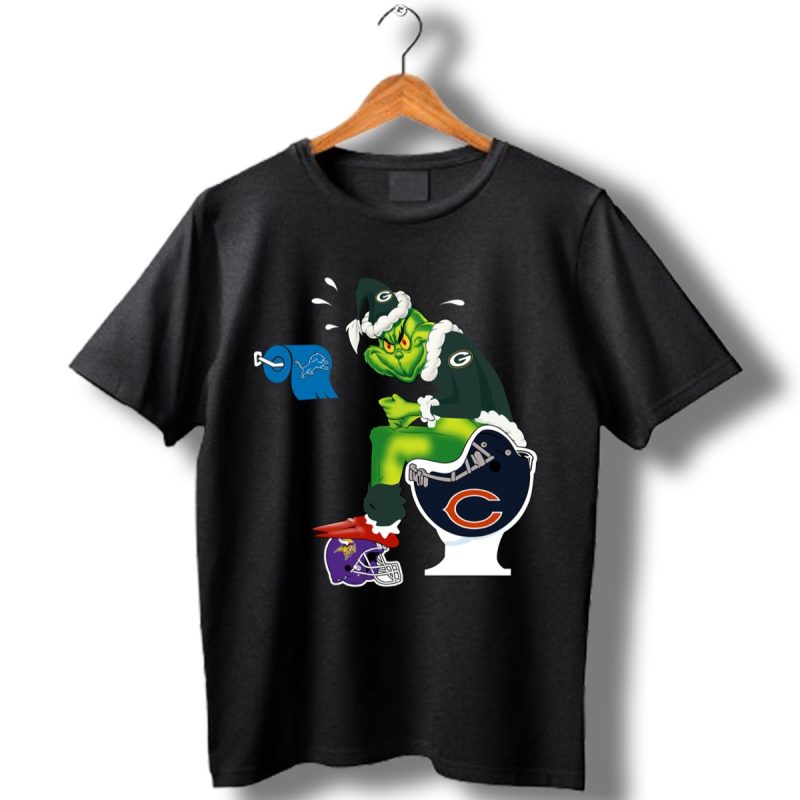 Green Bay Packers The Grinch Santa Chicago Bears Toilet Minnesota Vikings Detroit Shirt T Shirt 1