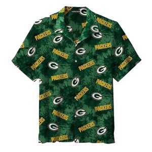 Green Bay Packers Tie Dye And Team Logos Pattern Hawaiian Shirt