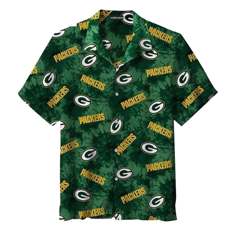 Green Bay Packers Tie Dye And Team Logos Pattern Hawaiian Shirt 1