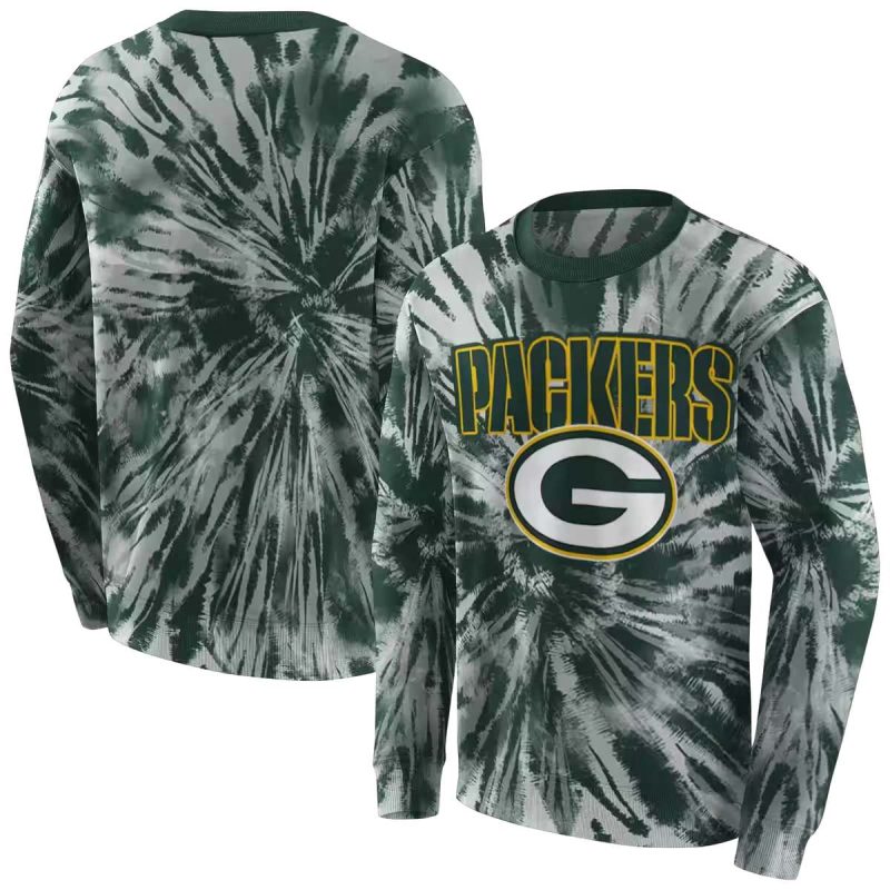 Green Bay Packers Tie Dye Pattern Green Aop Sweatshirt 1