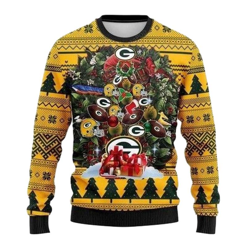 Green Bay Packers Tree Christmas Ugly Sweater 1
